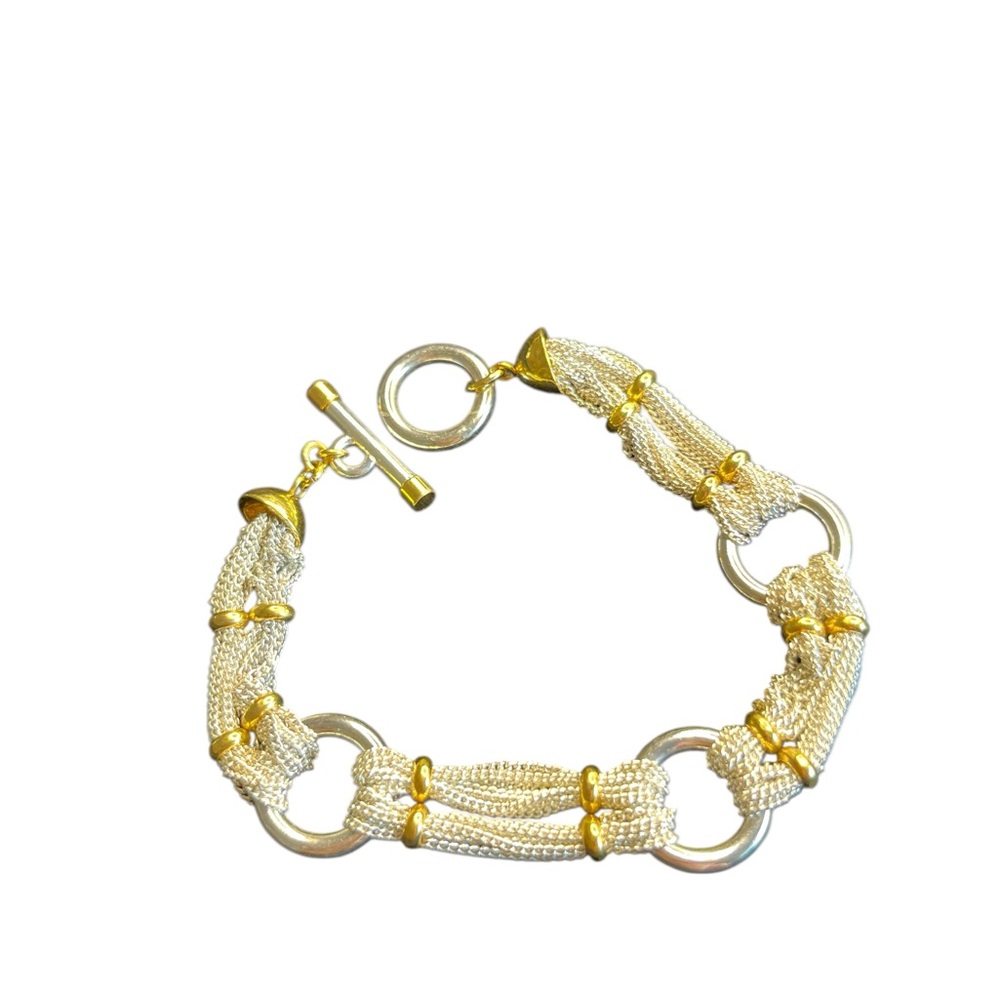 Ralph Lauren Two-Tone Gold and Silver Multi-Strand Toggle Bracelet